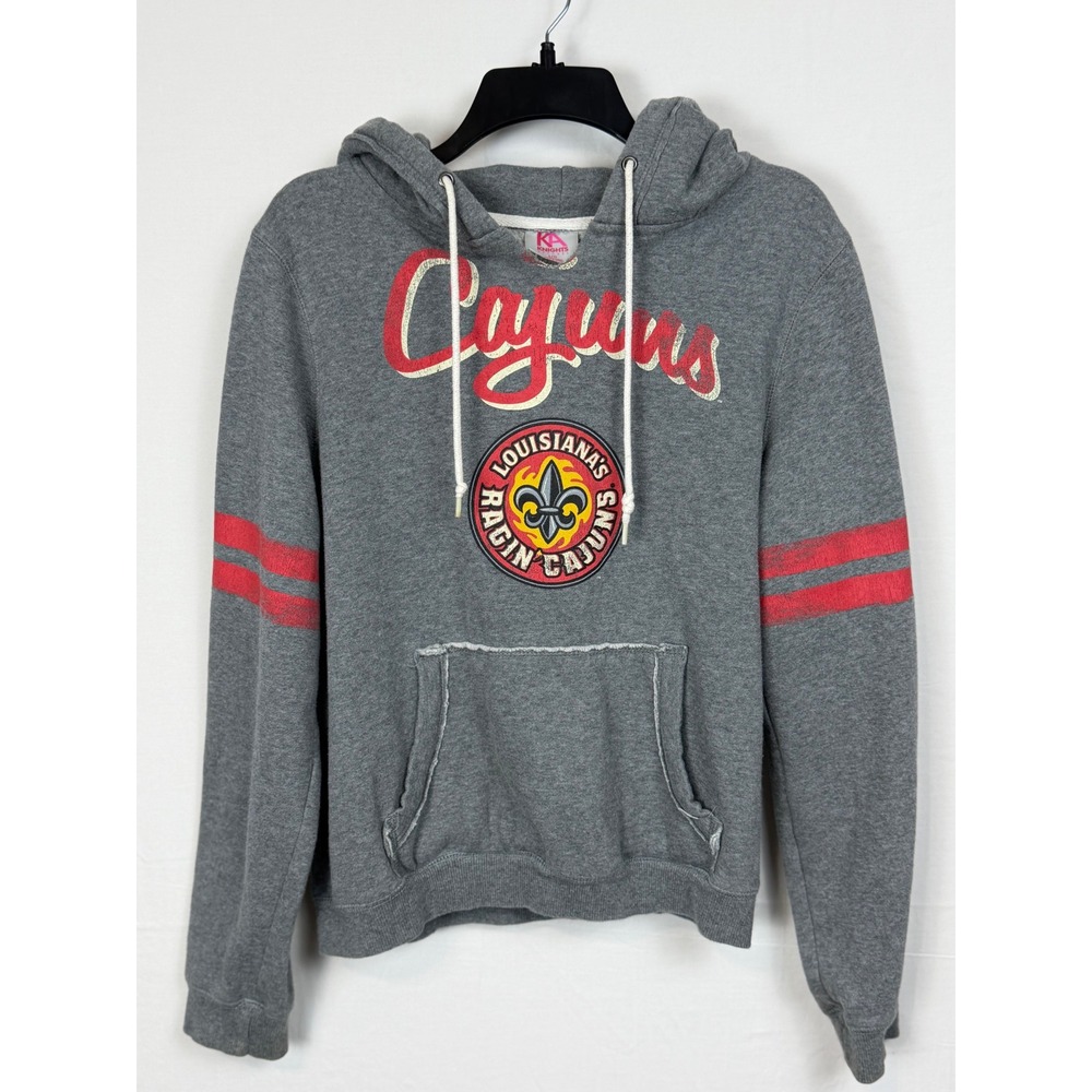 Knights Apparel Men Cotton Blend Hoodie L Gray Louisiana Ragin Cajuns Graphic
